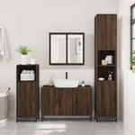 ZNTS 3 Piece Bathroom Furniture Set Brown Oak Engineered Wood 3301074