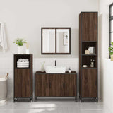 ZNTS 3 Piece Bathroom Furniture Set Brown Oak Engineered Wood 3301074