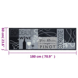 Kitchen Rug Washable Wine Grey 60x180 cm Velvet 4005600