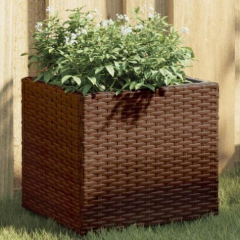 ZNTS Garden Planters 2 pcs Brown 36x30x32 cm Poly Rattan 3210532