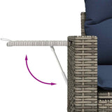 7 Piece Garden Sofa Set with Cushions Grey Poly Rattan 3326492