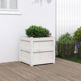 Garden Planter White 50x50x50 cm Solid Wood Pine 837416