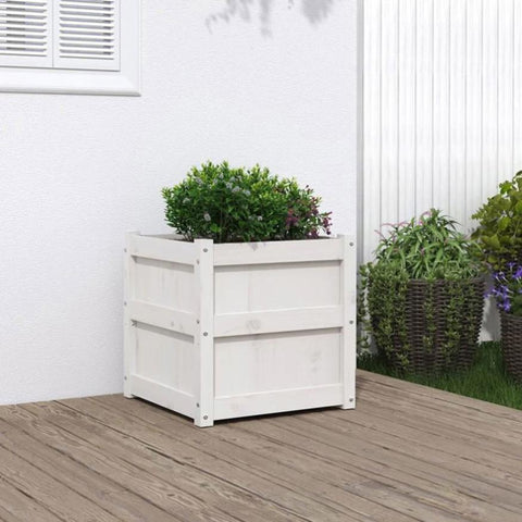 Garden Planter White 50x50x50 cm Solid Wood Pine 837416