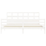 Bed Frame without Mattress White 200x200 cm Solid Wood 3194852