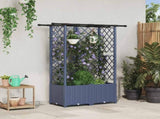 Raised Bed with Trellis and Roof Grey 124 x 40 x 138 cm PP 42032572