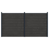 Fence Set 2 pcs 353 x 186 cm WPC and Aluminium Black 3429412