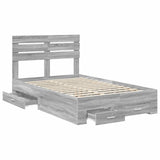 Bed Frame with Drawer Grey Sonoma 135 x 190 cm Engineered Wood 3411656