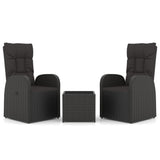 3 Piece Garden Lounge Set Black Poly Rattan&Steel 3157671