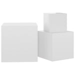 ZNTS Side Tables 3 pcs High Gloss White Engineered Wood 808591