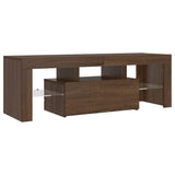 TV Cabinet with LED Lights Brown Oak 120x35x40 cm 815668