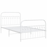 Metal Bed Frame without Mattress with Footboard White 107x203cm 376663