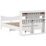 ZNTS Bed Frame without Mattress White 120x190 cm Small Double Solid Wood Pine 3323396