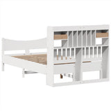 ZNTS Bed Frame without Mattress White 120x190 cm Small Double Solid Wood Pine 3323396