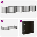 Dog Gate with Door Foldable 10 Panels Black 800 cm Poplar Wood 3155743