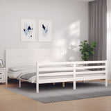 Bed Frame without Mattress White 200x200 cm Solid Wood 3194657
