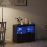 LED Sideboard Black 81 x 37 x 66.5 cm Engineered Wood 863032