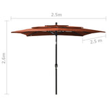 3-Tier Garden Parasol with Aluminium Pole Terracotta 2.5x2.5 m 313841