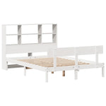 ZNTS Bookcase Bed without Mattress White 140x190 cm Solid Wood Pine 3321801