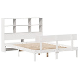 ZNTS Bookcase Bed without Mattress White 140x190 cm Solid Wood Pine 3321801