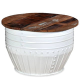 Coffee Table Solid Reclaimed Wood White Barrel Shape 245254