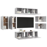 8 Piece TV Cabinet Set Concrete Grey Engineered Wood 3079124