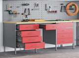 Work Cabinet with Drawer 3 pcs Red Engineered Wood and Steel 3321377