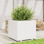 ZNTS Garden Planter White 80x80x72 cm Solid Wood Pine 3282625