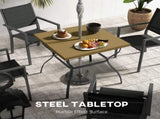 Four-Seater Steel Garden Table, with Parasol Hole - Brown/Black T3398P327926
