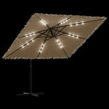 Garden Parasol with LEDs and Steel Pole Brown 246x246x230 cm 4005086