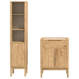 Bathroom Furniture Set FLORO 2 pcs Wax Brown Solid Pine Wood 3385881