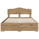 Bed Frame with Drawer Artisan Oak 140 x 190 cm Engineered Wood 3413201