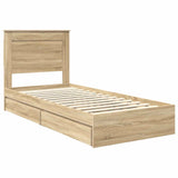 Storage Bed with Drawer Sonoma Oak 100 x 200 cm Engineered Wood 3410265