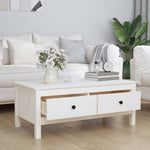 ZNTS Coffee Table White 100x50x40 cm Solid Wood Pine 814605