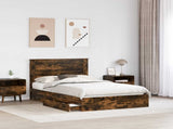Storage Bed with Drawer Smoked Oak 135 x 190 cm Engineered Wood 3410252