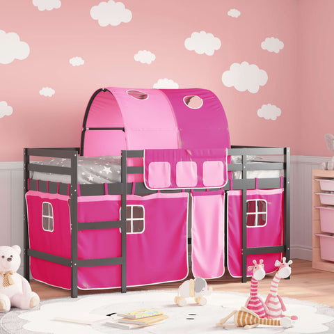 ZNTS Kids' Loft Bed with Tunnel without Mattress Pink 90x200cm 3206999