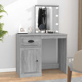 Dressing Table with LED Grey Sonona 90x50x132.5 cm Engineered Wood 816774