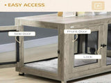 2-in-1 Dog Cage & Side Table, with Two Doors, Cushion, for Large Dogs T3398P425262