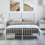 Metal Bed Frame without Mattress with Footboard White 135x190cm 350948