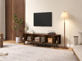 180*40*40cm Oval TV Stand in Dark Walnut, Rattan Design - MDF Design, 30 kg Load Capacity, Roll-Up N605P439647N