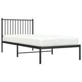 Metal Bed Frame without Mattress with Headboard Black 90x200cm 350857