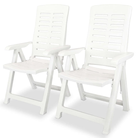 ZNTS Reclining Garden Chairs 2 pcs Plastic White 43895