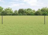 Welded Wire Fence 50 x 0.6 m PVC-Coated Steel Grey Mesh 3336143