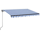 Manual Retractable Awning with LED 350x250 cm Blue and White 3069081