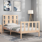 ZNTS Bed Frame without Mattress 90x190 cm Single Solid Wood Pine 3192196