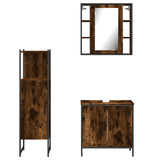3 Piece Bathroom Cabinet Set Smoked Oak Engineered Wood 3214762
