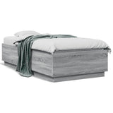 Bed Frame with LED without Mattress Grey Sonoma 90x190 cm Single 3209665