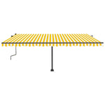 Freestanding Manual Retractable Awning 500x350 cm Yellow/White 3069858
