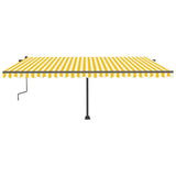 Freestanding Manual Retractable Awning 500x350 cm Yellow/White 3069858