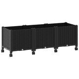 Garden Planter with Wheels Black 120 x 40 x 44 cm PP 3423047