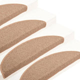 Stair Mats 15 pcs 65x21x4 cm Light Brown Half Round Large 149859